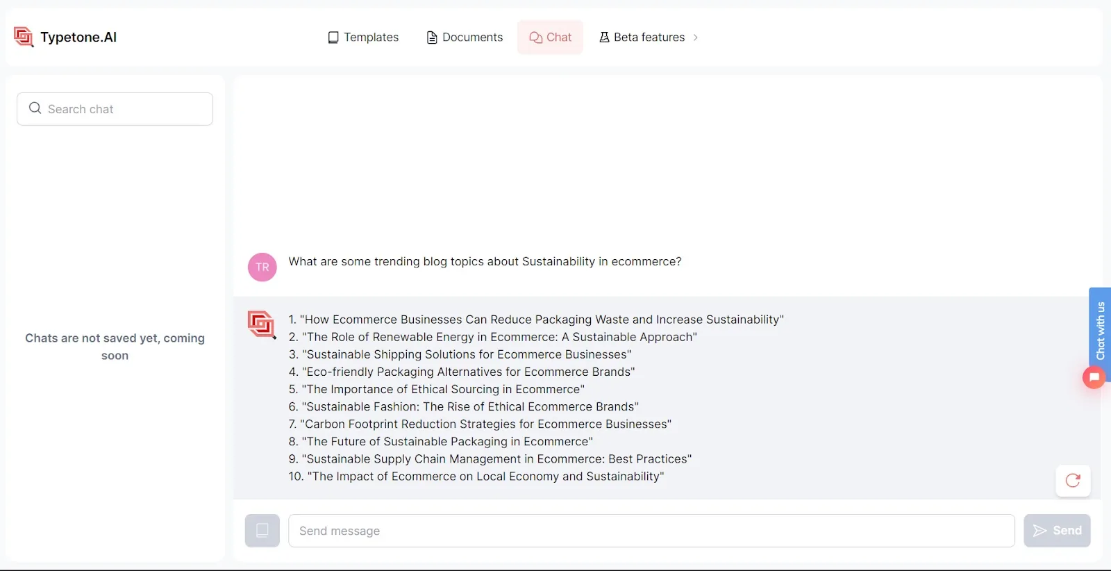 Ask Typetone Chat for trending blog topics