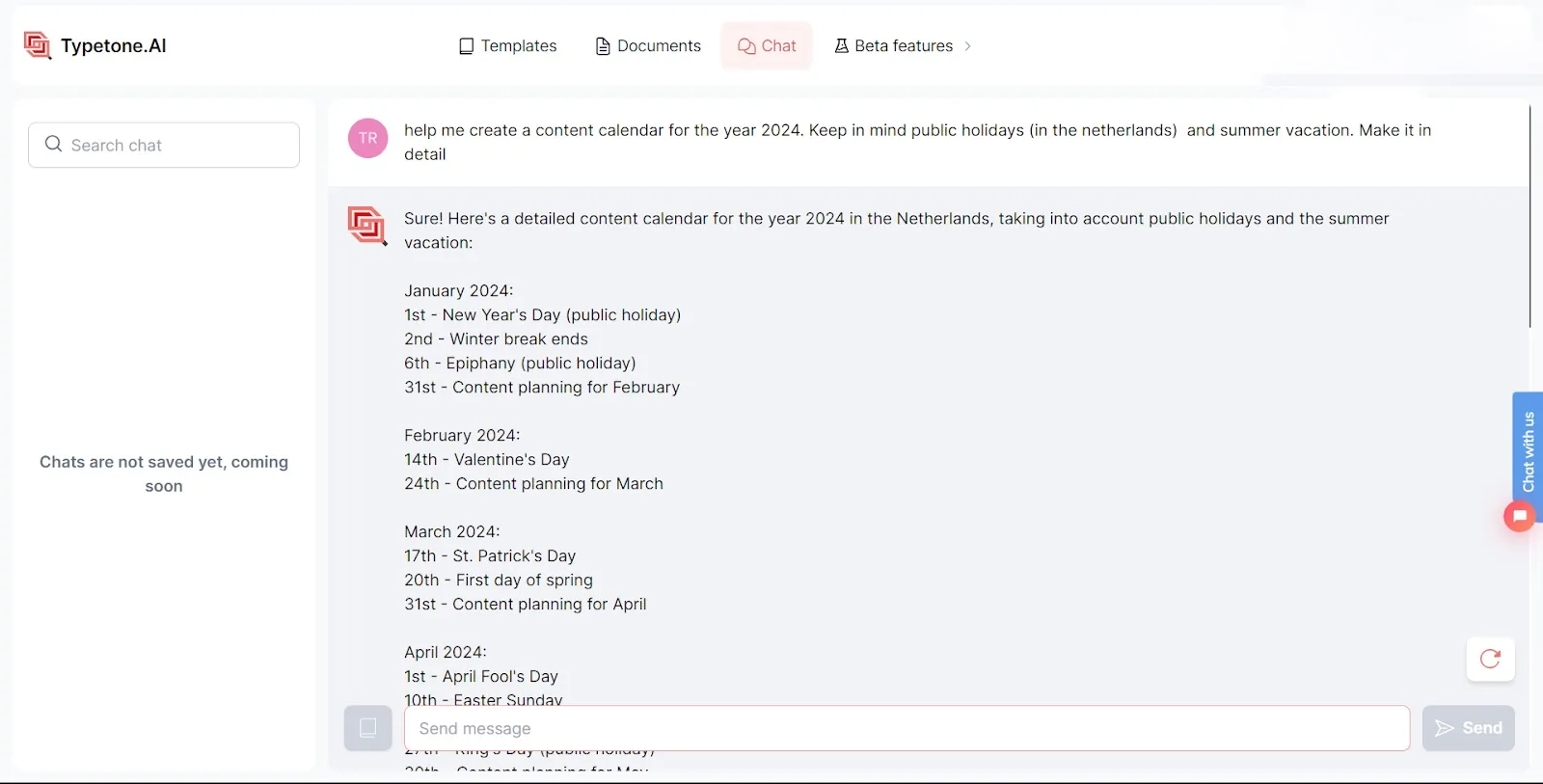 Create a content calendar for blog topics with AI