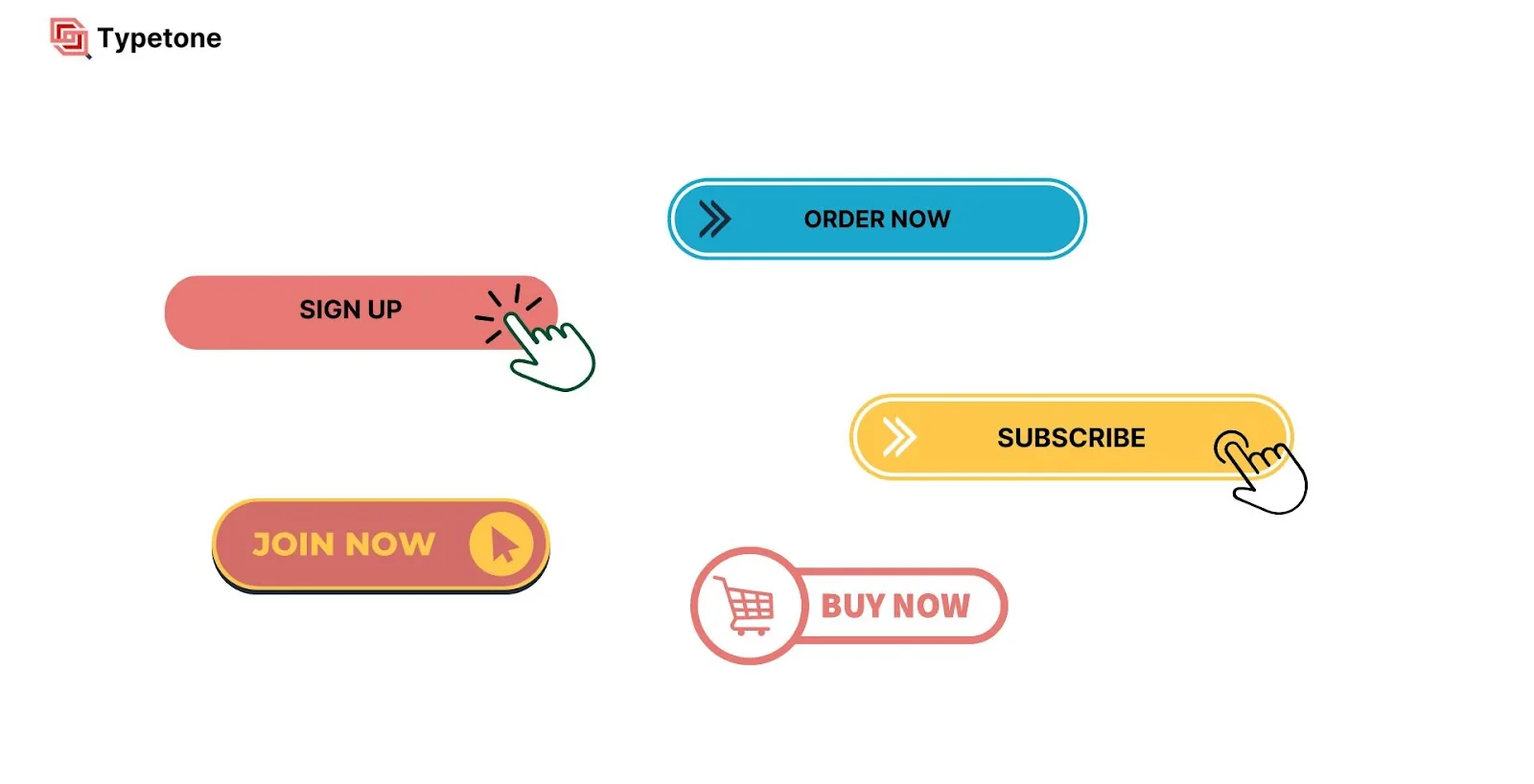 examples of various call to action buttons