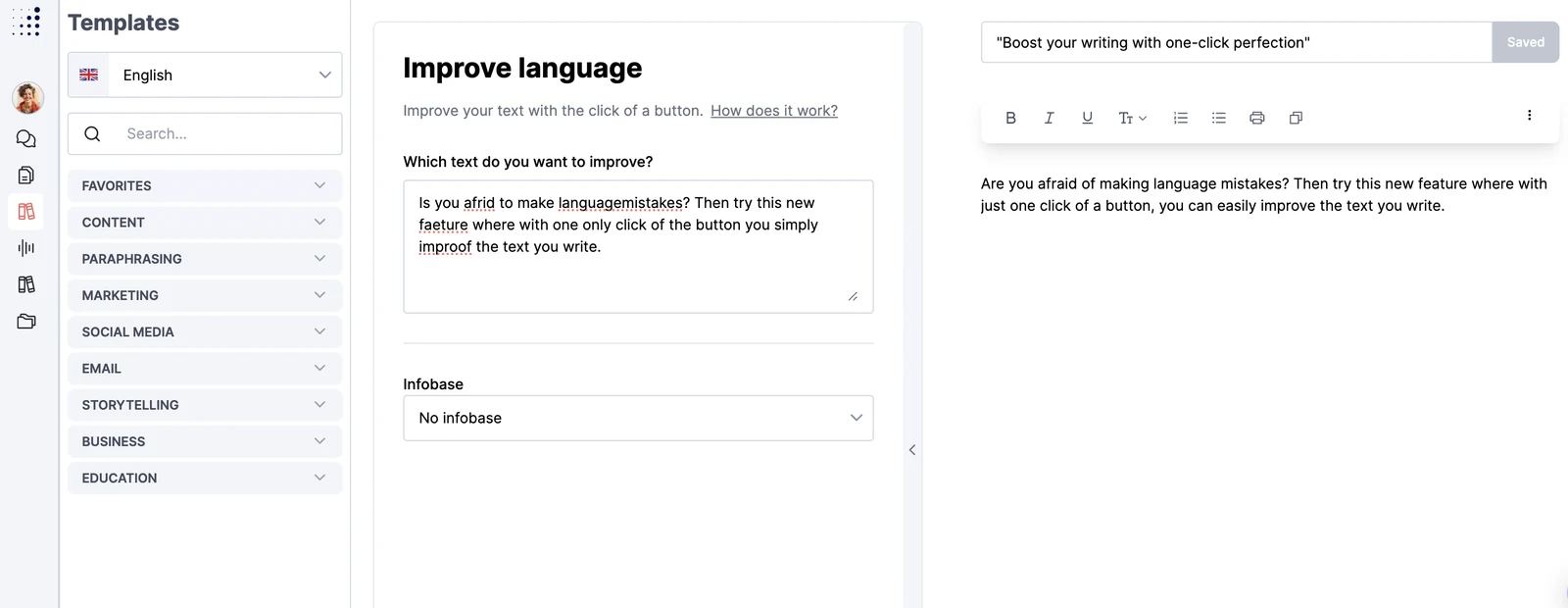 Editor de artículos de Typetone AI