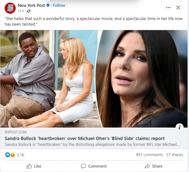 Eksempel på New York Post Facebook-annonce