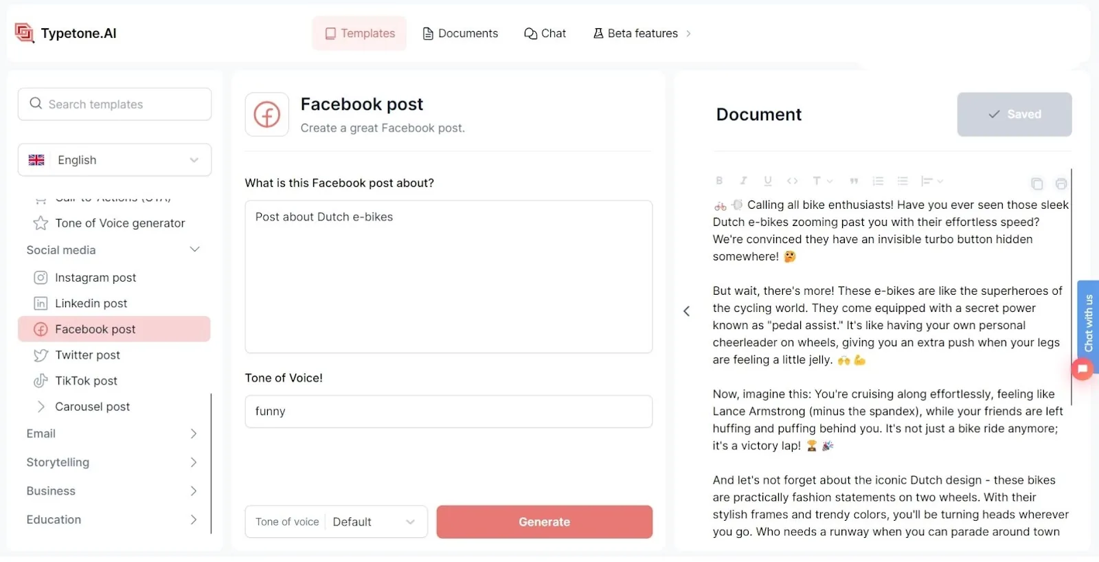 Typetone AI-skabelon til Facebook-opslag