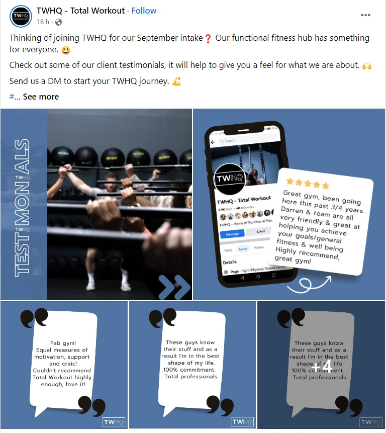 Eksempel på TWHQ Facebook-annonce