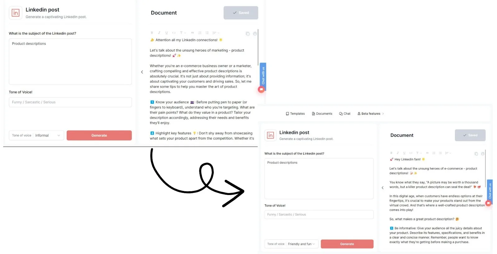 Erstelle LinkedIn-Posts mit KI in deinem eigenen Tone of Voice mit Typetones LinkedIn-Post-Vorlage
