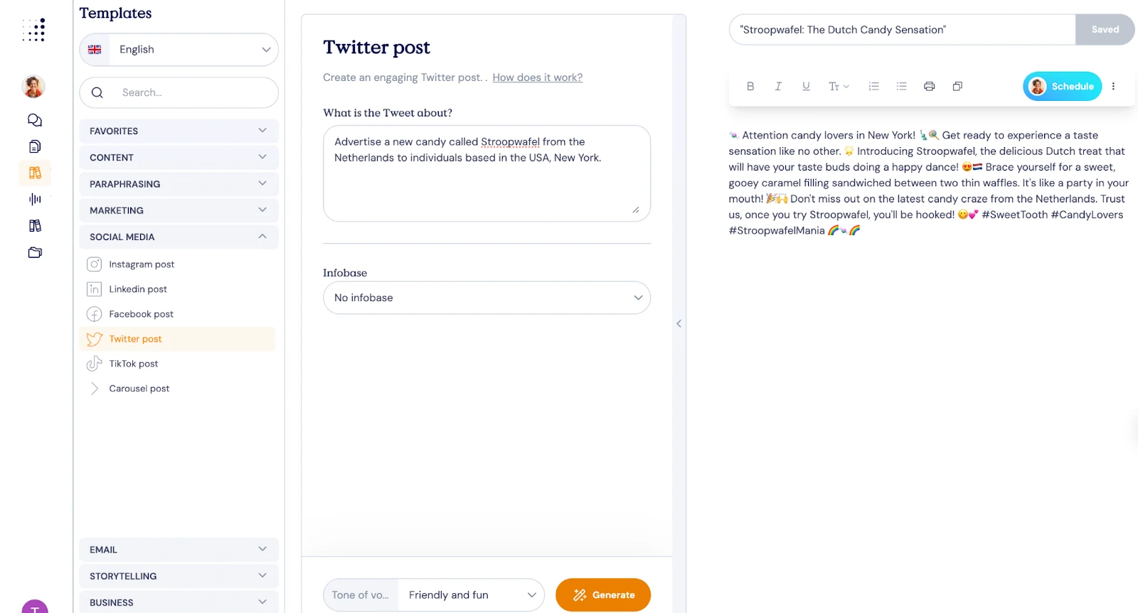 Twitter post template by Typetone.AI